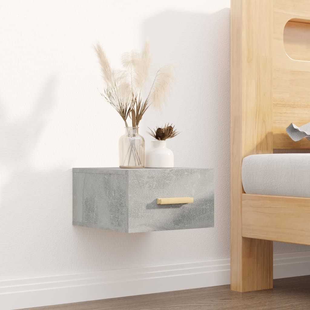 Bedside Table - MERLIN Samir Nightstand Concrete Grey 35cm