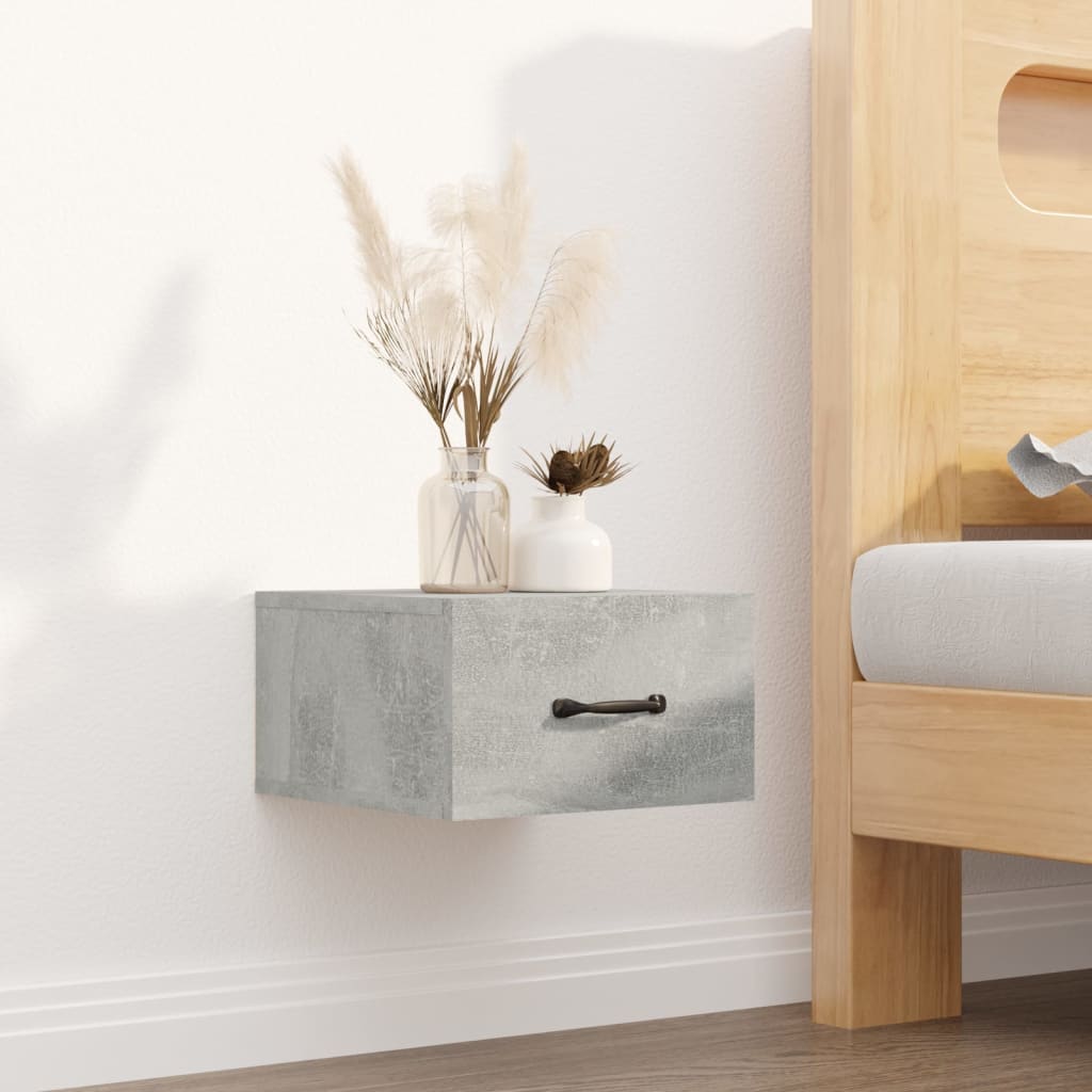 Bedside Table - MERLIN Jace Nightstand Concrete Grey 35cm