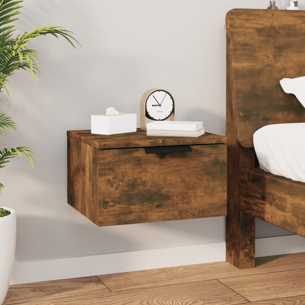 Bedside Table - RADFORD Nightstand Smoked Oak 34cm