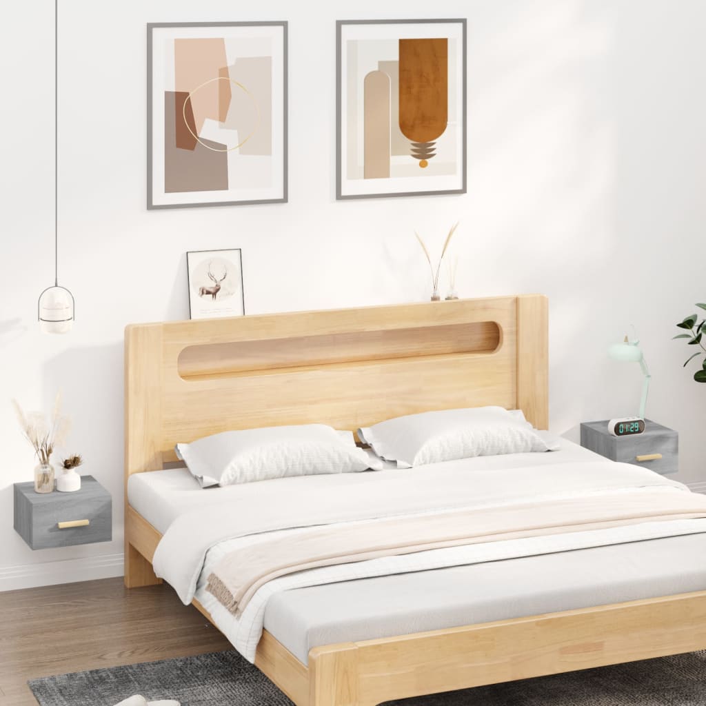 Bedside Table - MERLIN Jay 2 Piece Nightstand Grey Sonoma 35cm