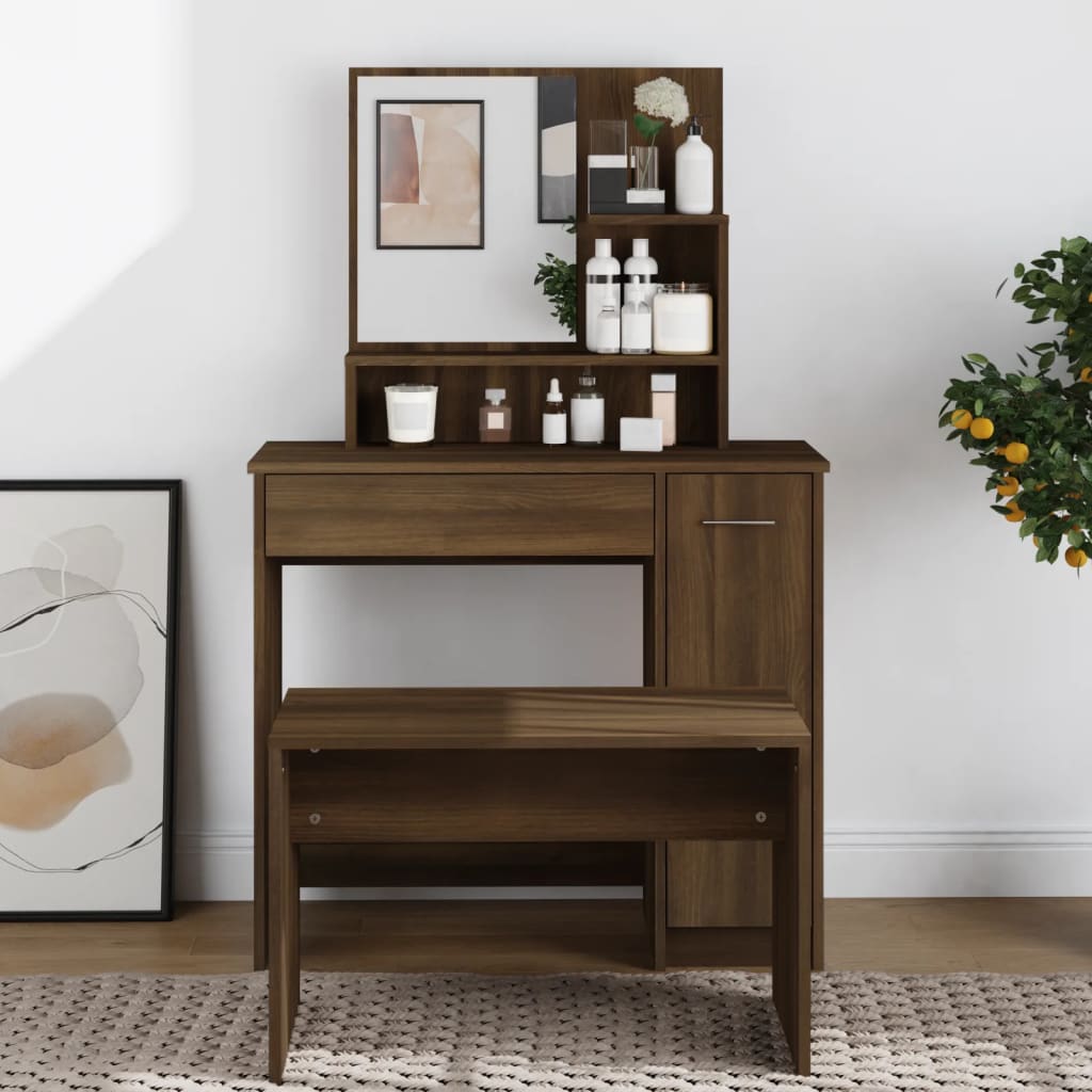 Dressing Table - AMES Dresser Brown Oak 86.5cm