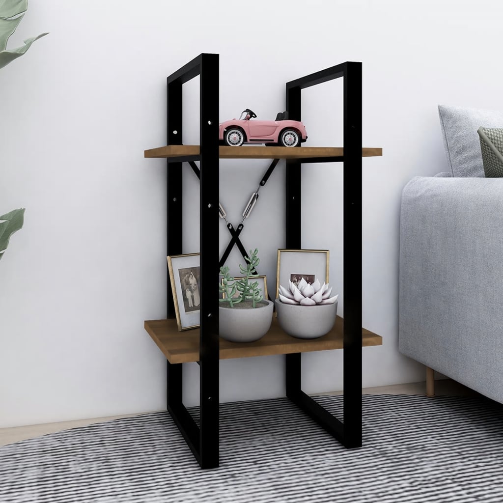 2-Tier Book Cabinet Brown Oak 40x30x70 cm Engineered Wood