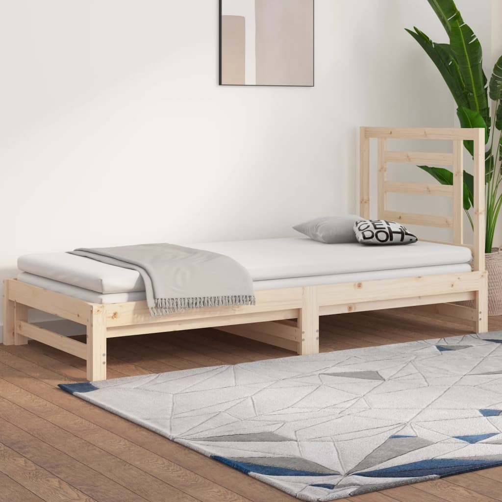 Pull-out Day Bed 2x(90x190) cm Solid Wood Pine