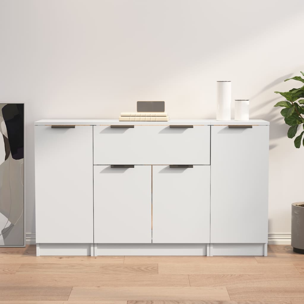 Sideboards 3 Pieces White Engineered Wood