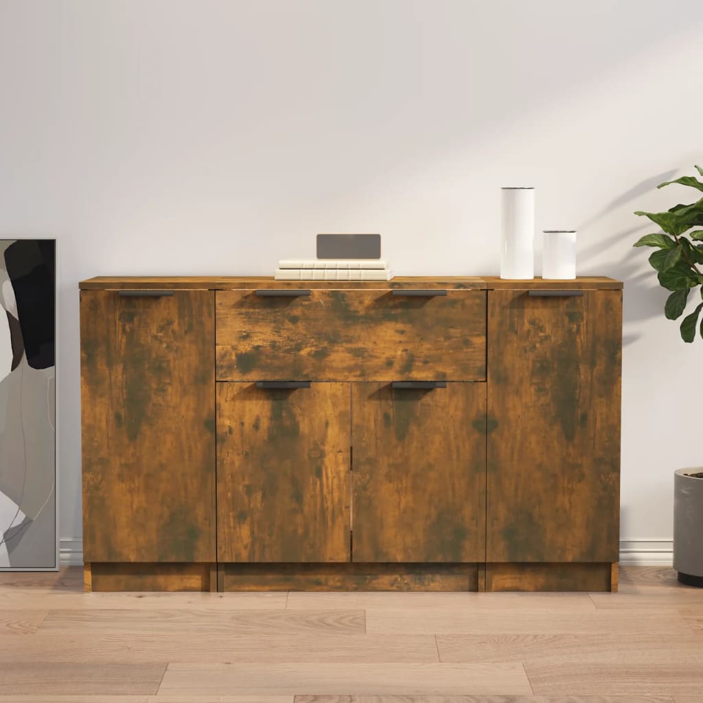 Sideboards 3 Pieces Smoked Oak Engineered Wood