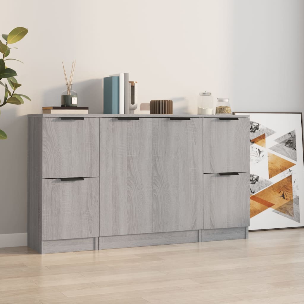 Sideboards 3 pcs Grey Sonoma Engineered Wood
