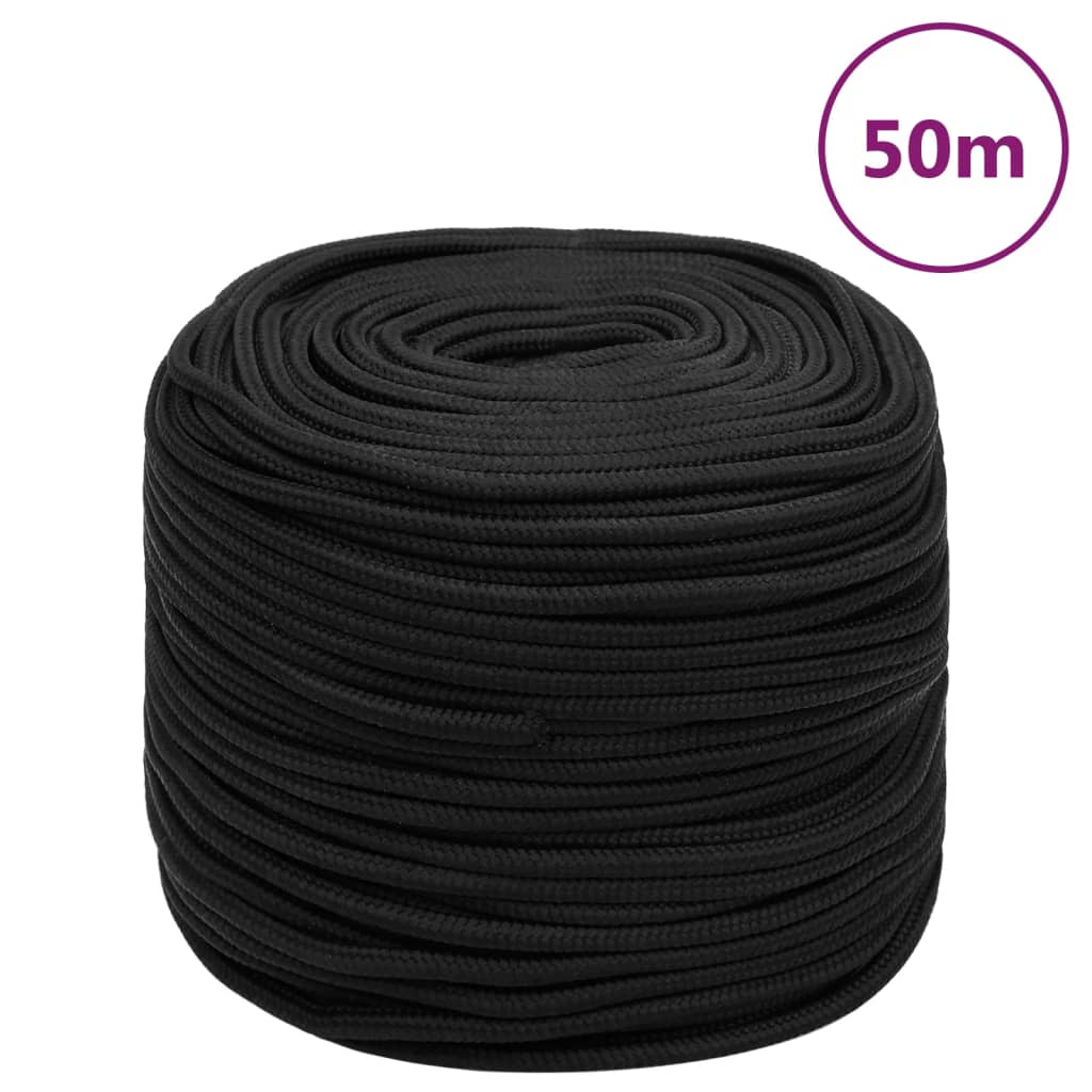 Boat Rope Full Black 10mm 50 m Polypropylene