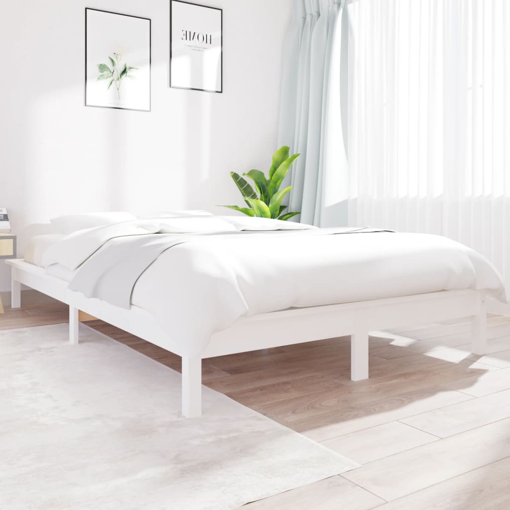 Bed Frame White 140x190 cm Solid Wood Pine
