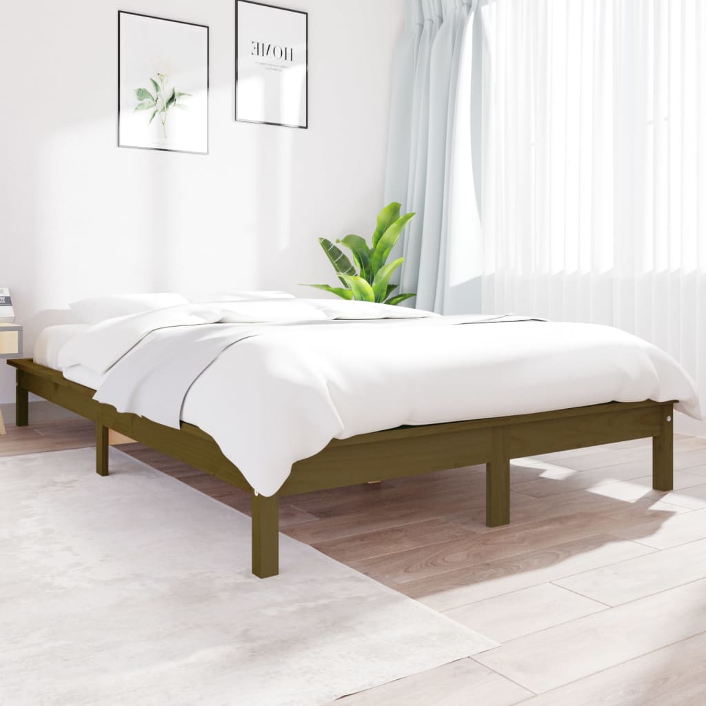 Bed Frame Honey Brown 140x190 cm Solid Wood Pine