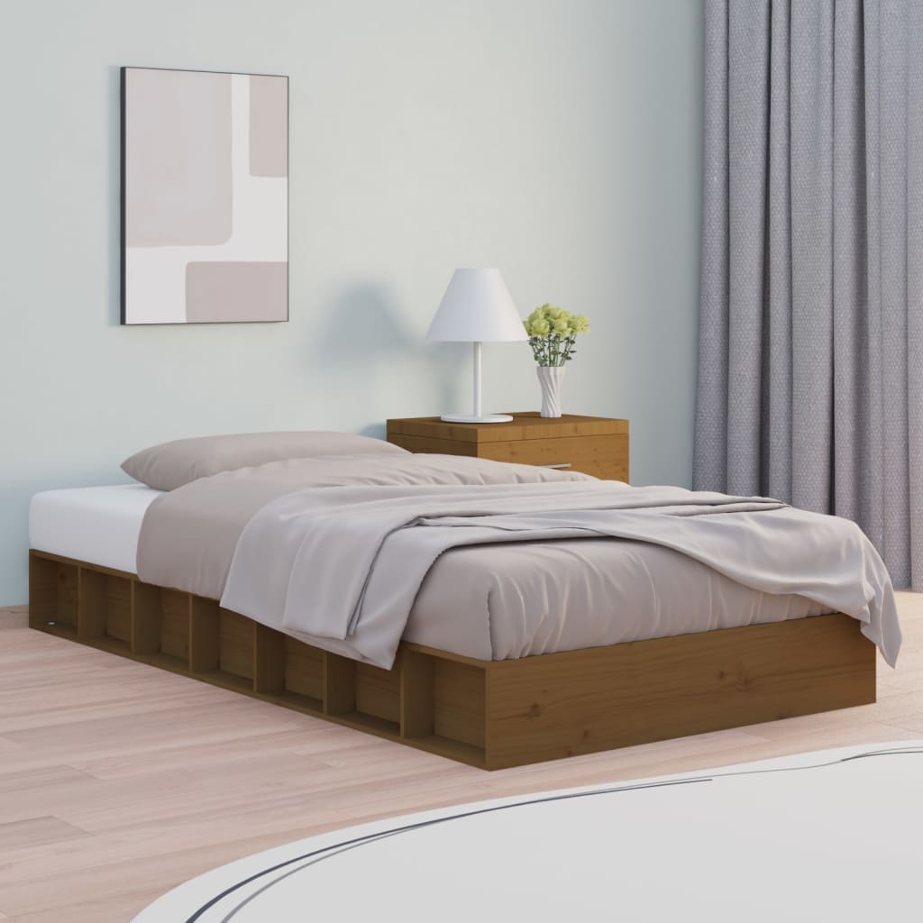 Bed Frame Honey Brown 75x190 cm Small Single Solid Wood