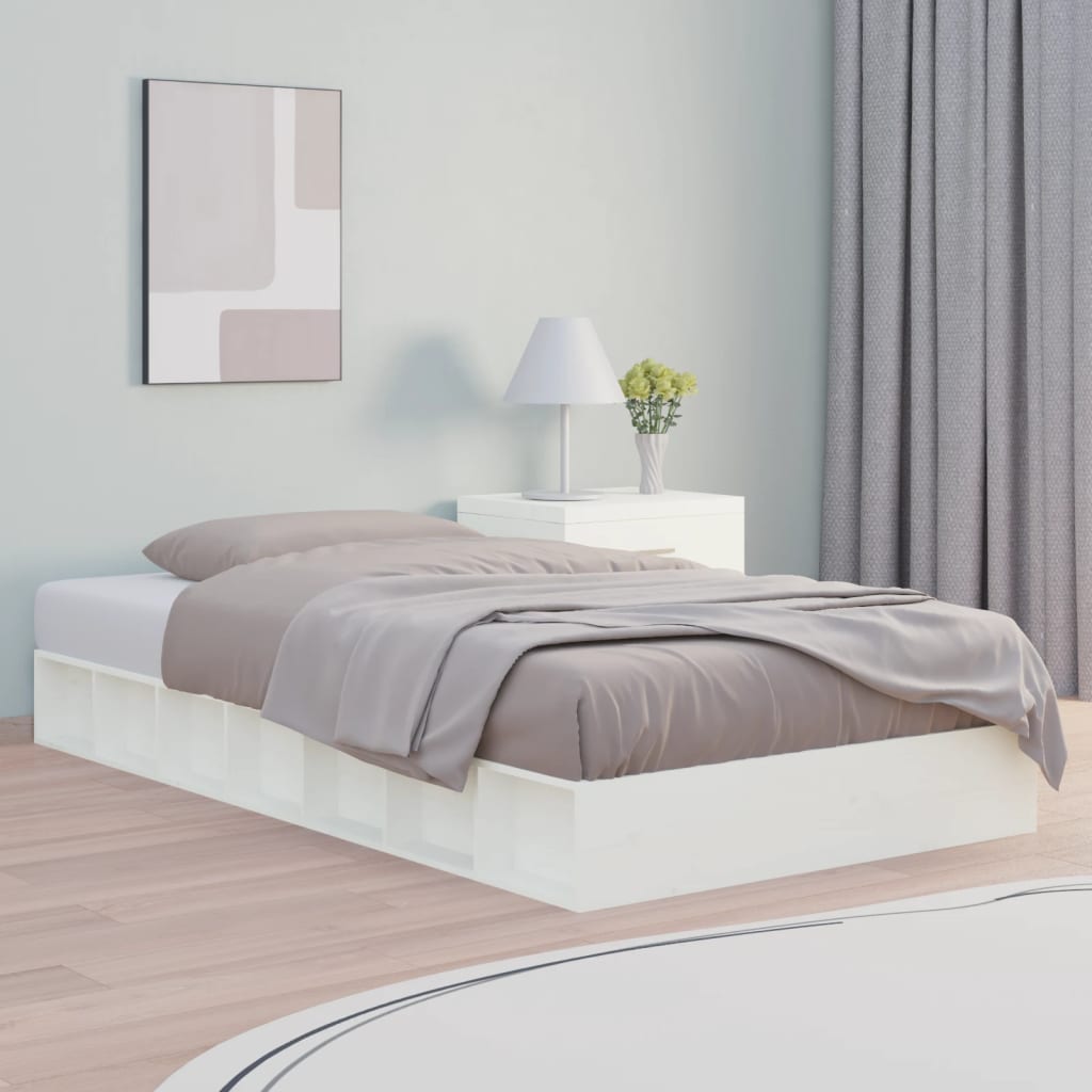 Bed Frame White 120x190 cm Small Double Solid Wood