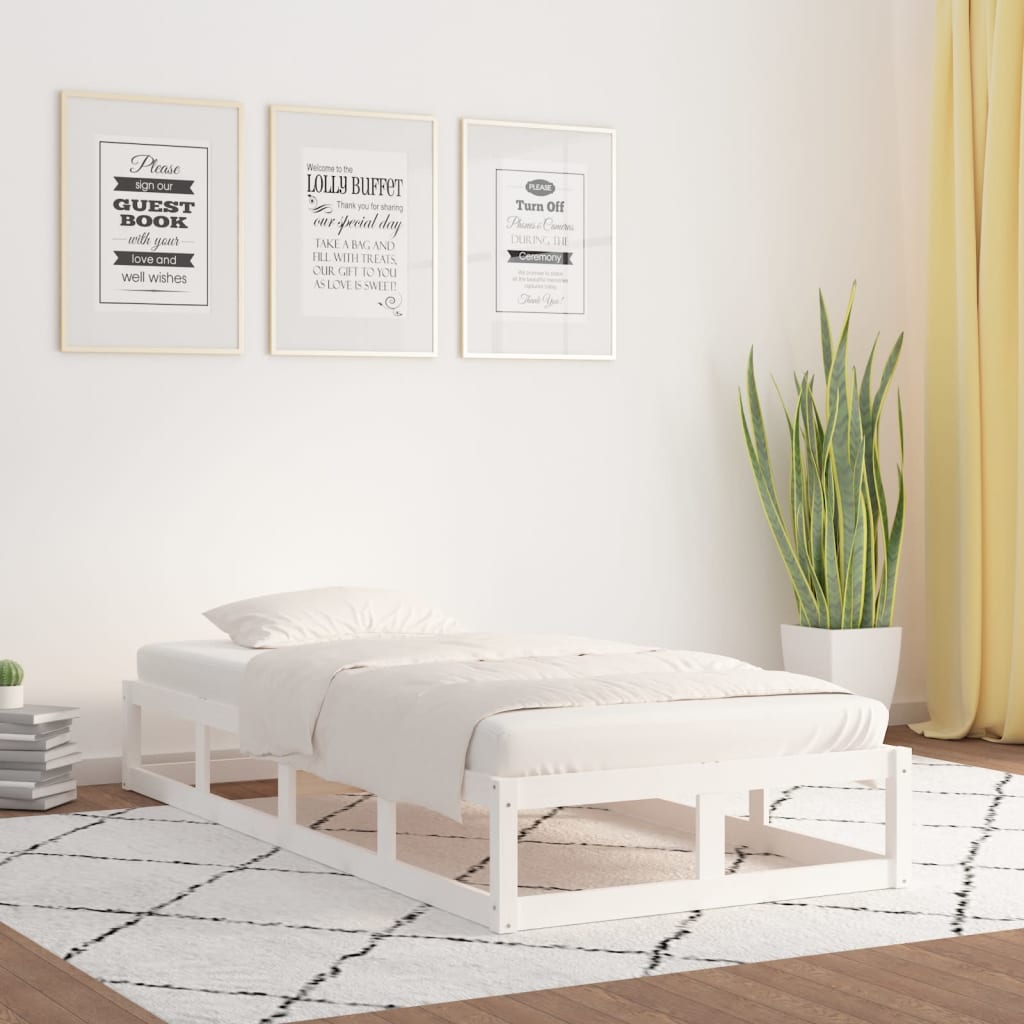 Bed Frame White 90x200 cm Solid Wood