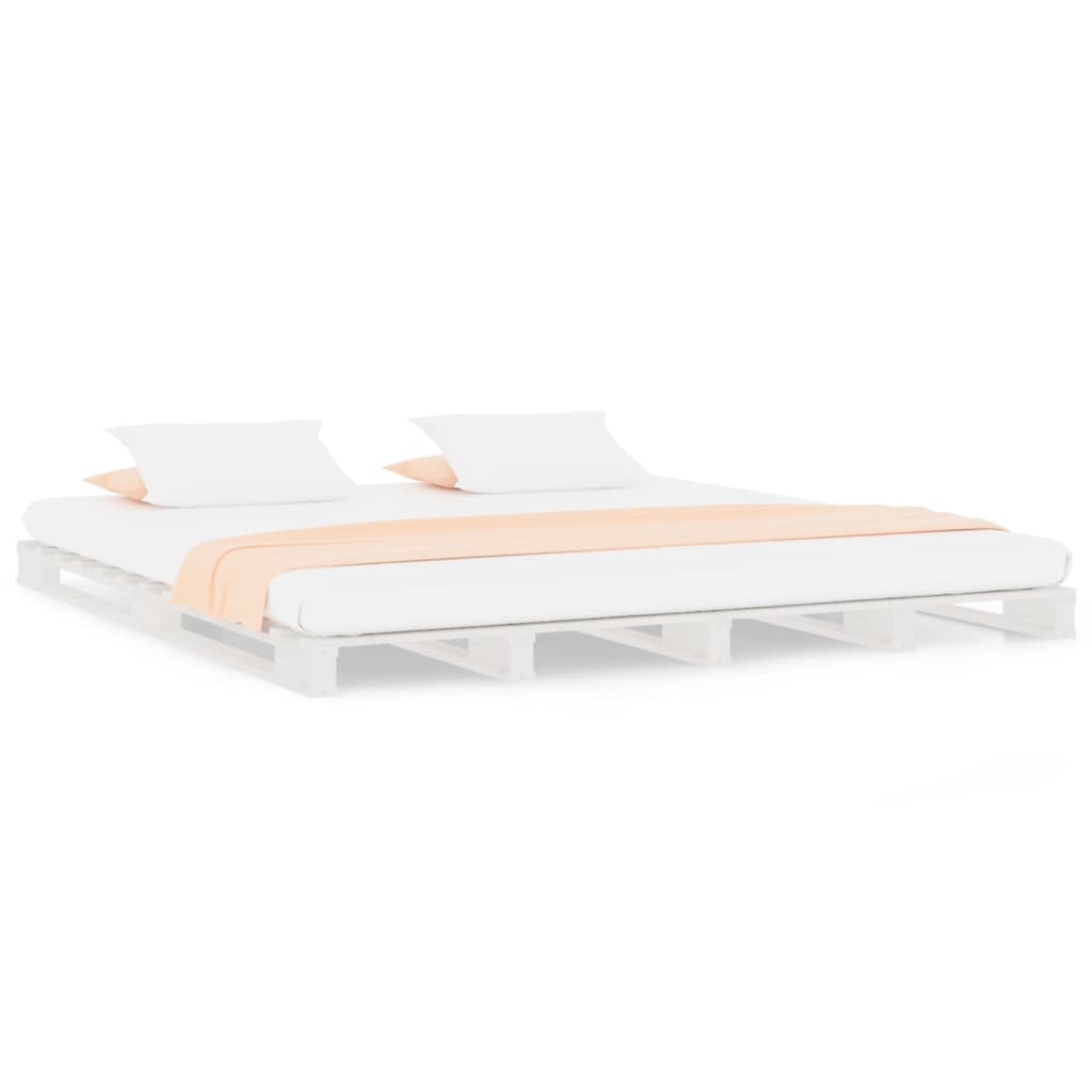 Bed Frame White 200x200 cm Solid Wood Pine