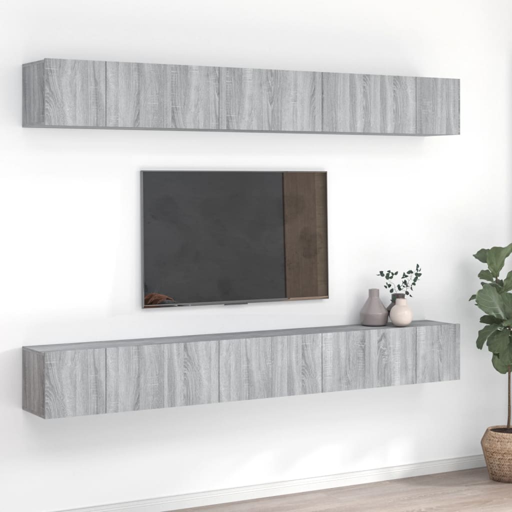 TV Cabinets 8 Pieces Grey Sonoma 60x30x30 cm Engineered Wood