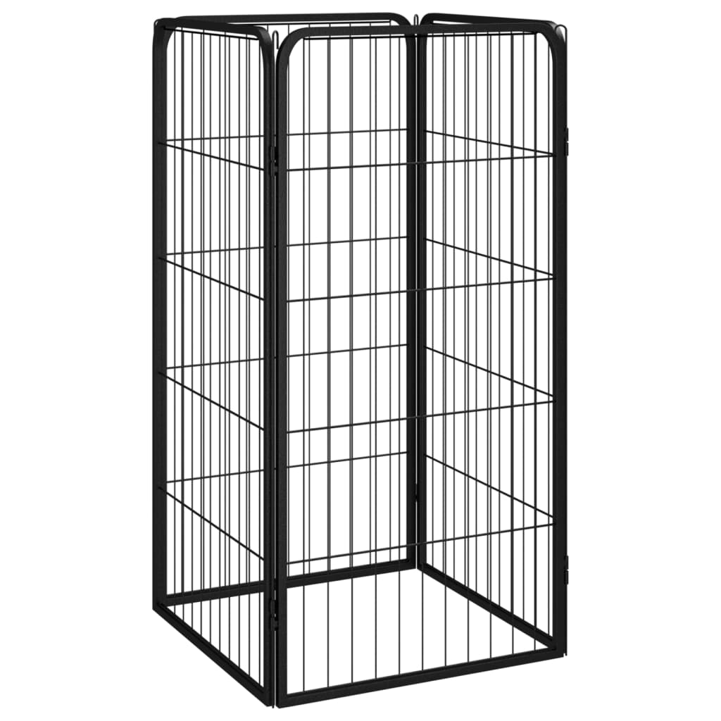 Dog Playpen 4 Panels Black 50x100cm Powder-coated Steel