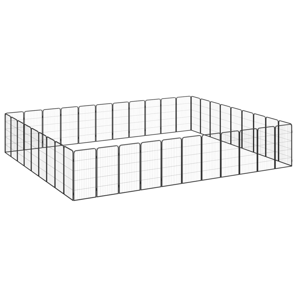 40-Panel Dog Playpen Black 50x100cm Powder-coated Steel