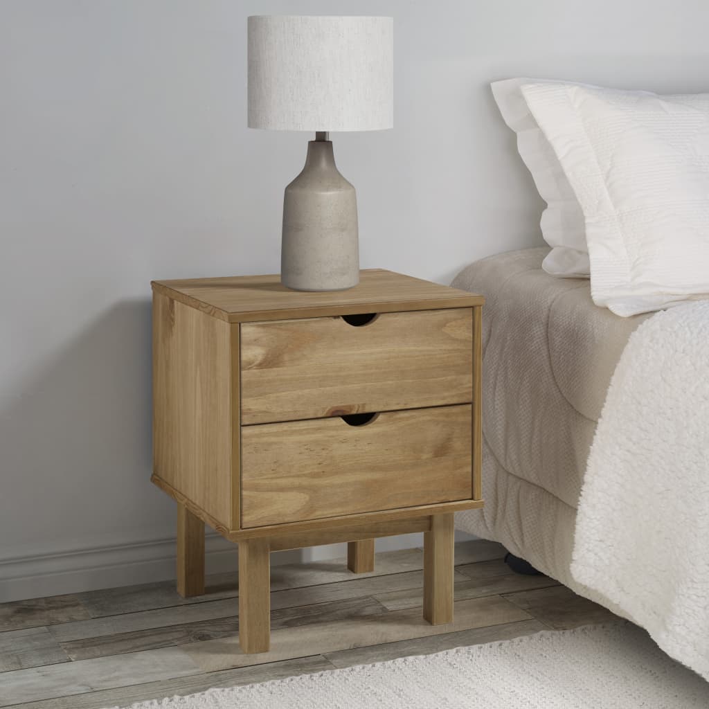 Bedside Table - ELMIRA Nightstand Natural 45cm
