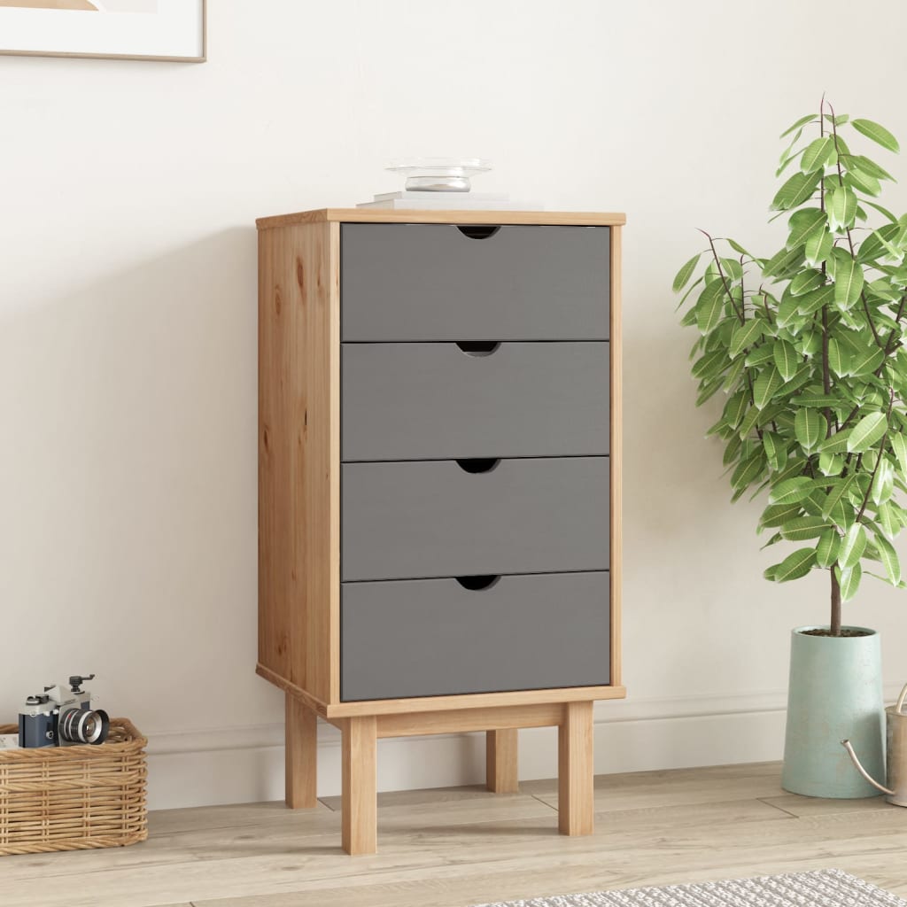 OLIVER I Oak Finish Chest of Drawers - Tallboy, Small-sized, 4 Drawers