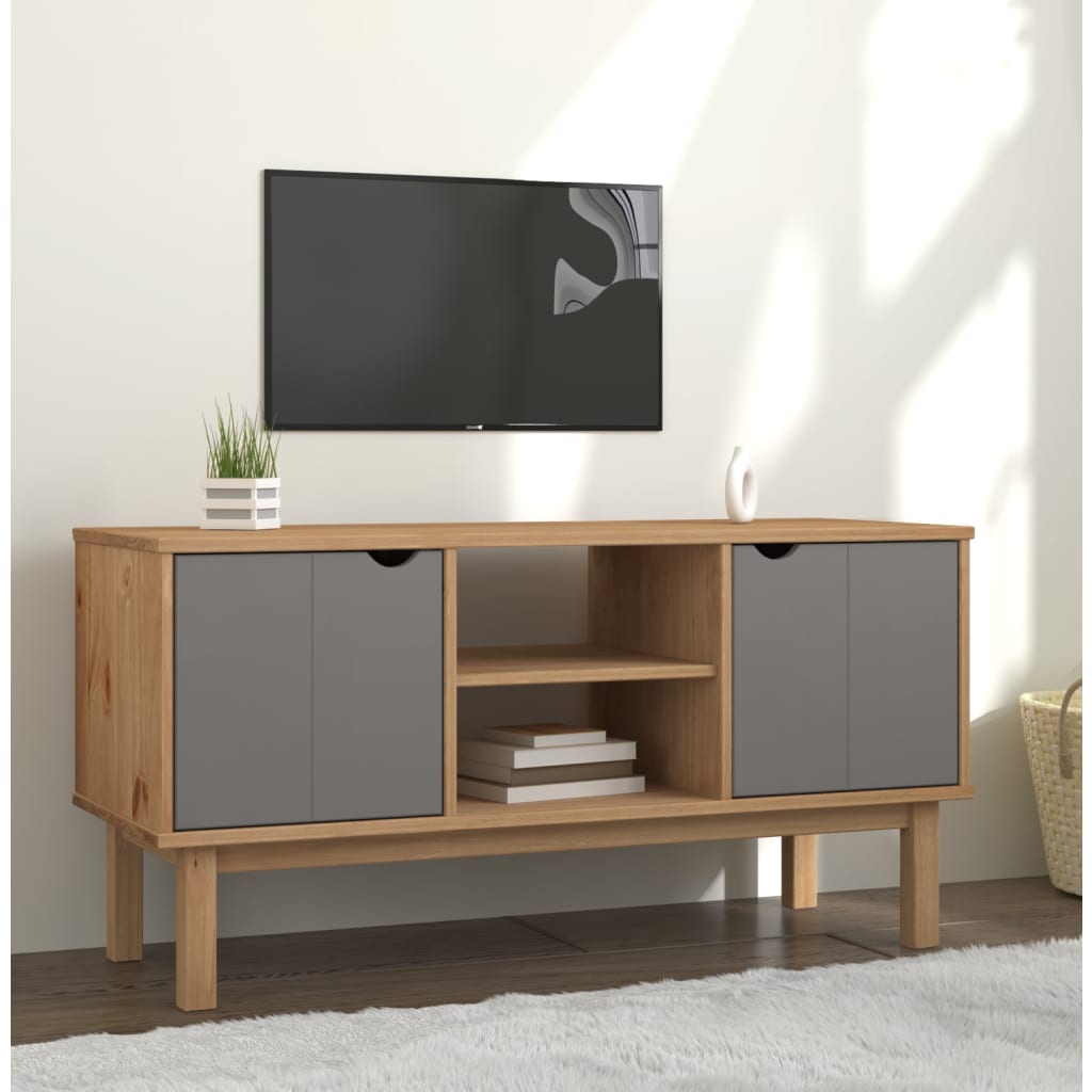 TV Cabinet OTTA Brown and Grey 113.5x43x57 cm Solid Wood Pine