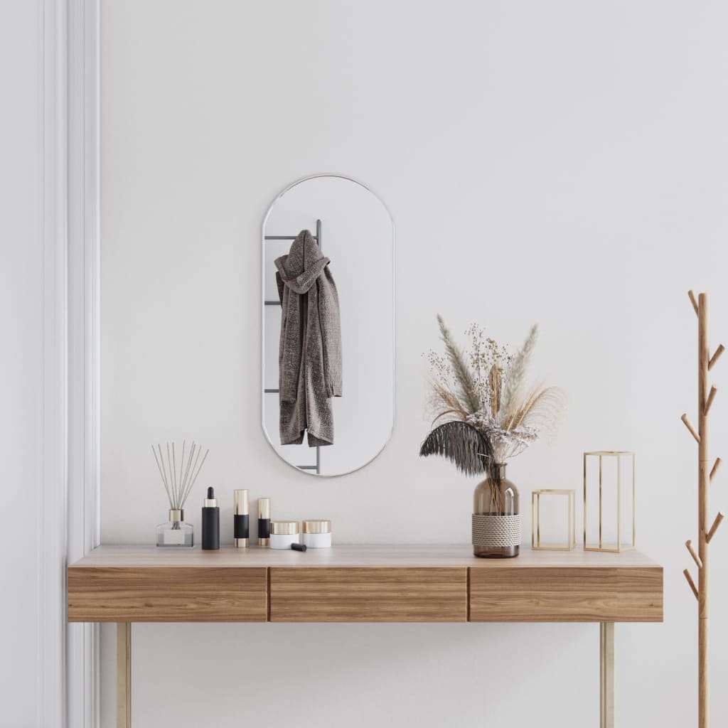 Wall Mirror Silver 80x35cm Oval