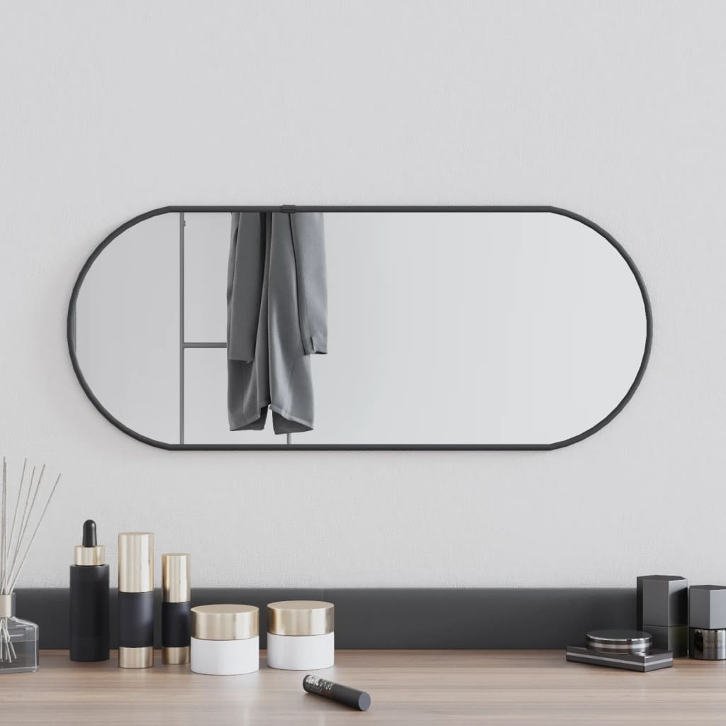 Wall Mirror Black 60x25cm Oval