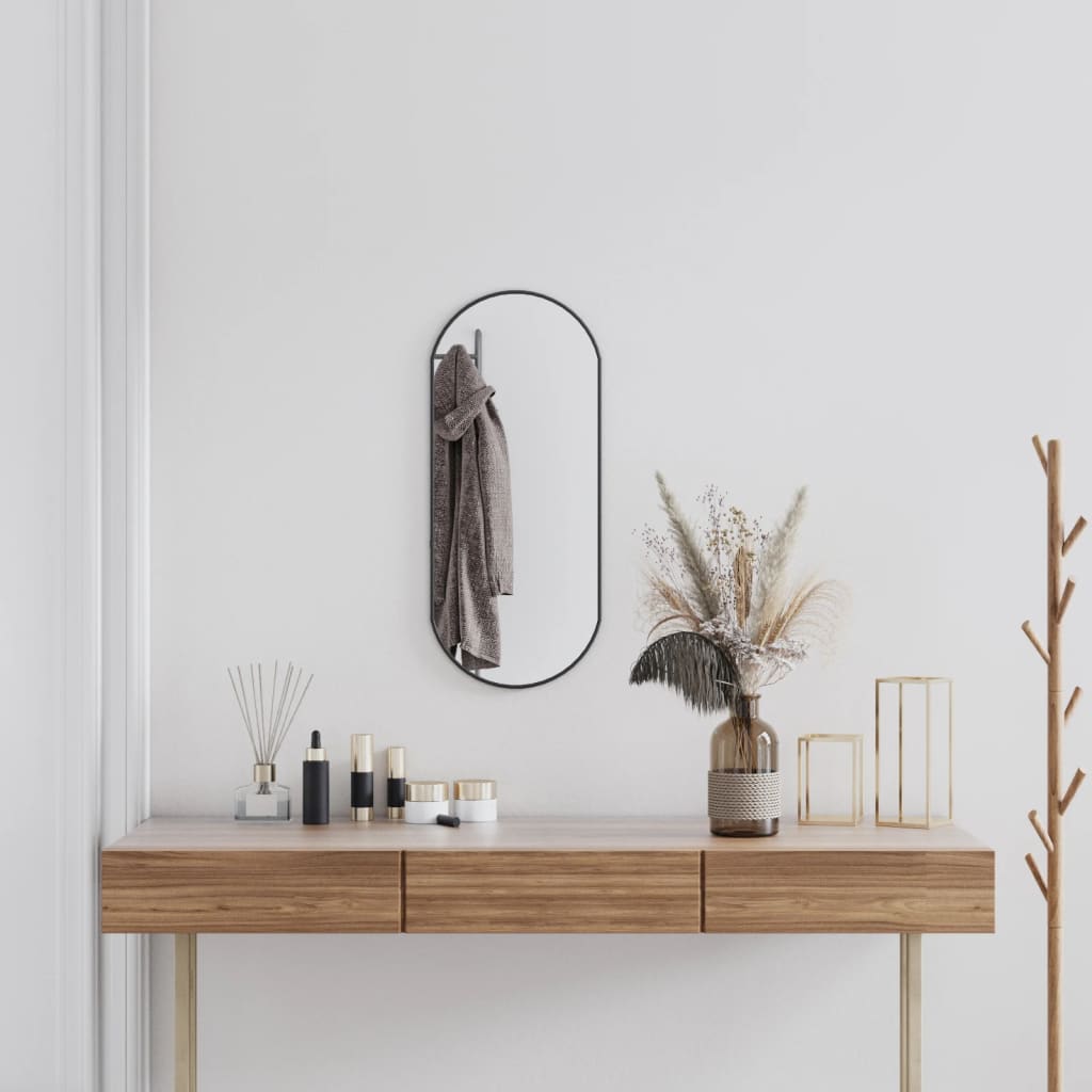 Wall Mirror Black 70x30cm Oval