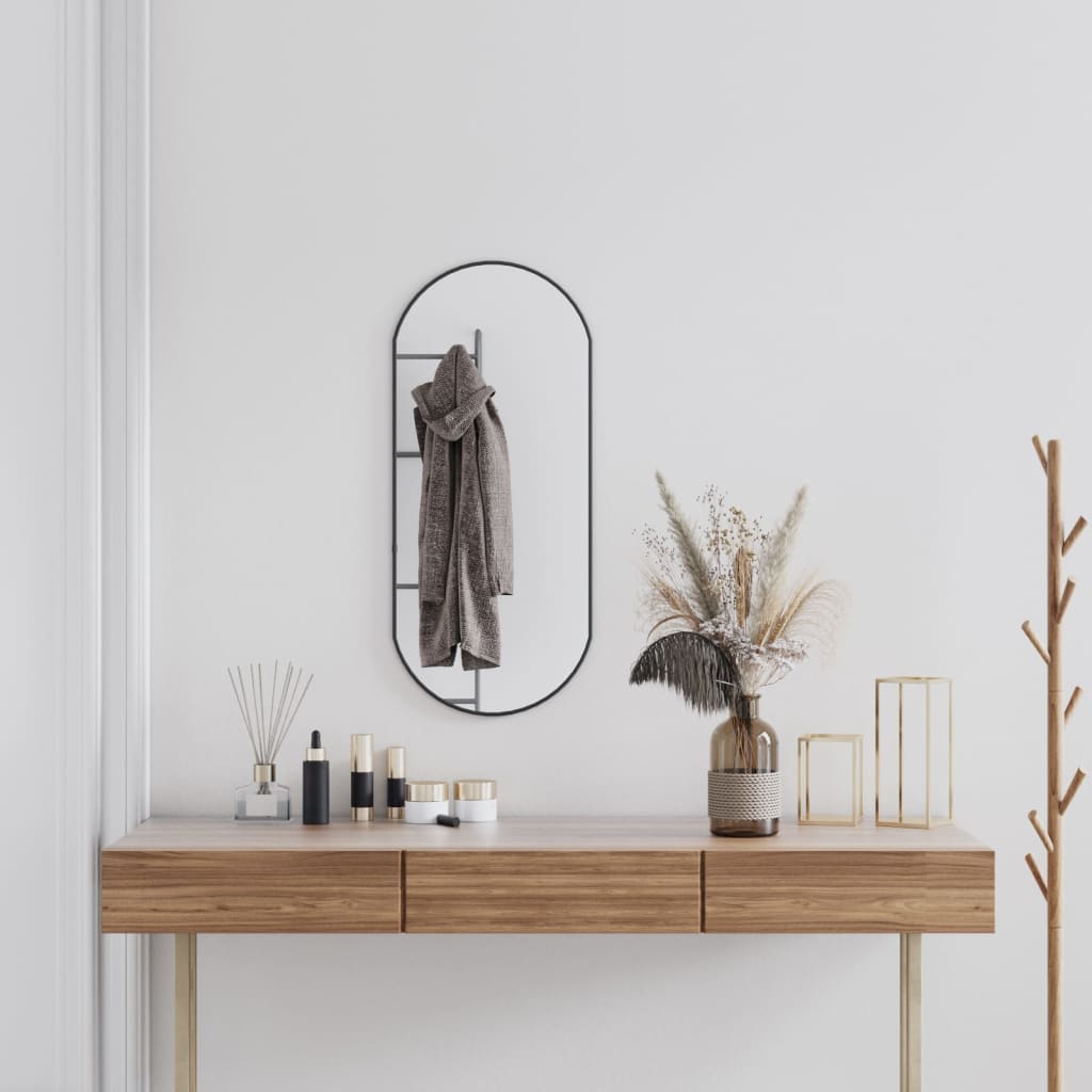 Wall Mirror Black 80x35cm Oval
