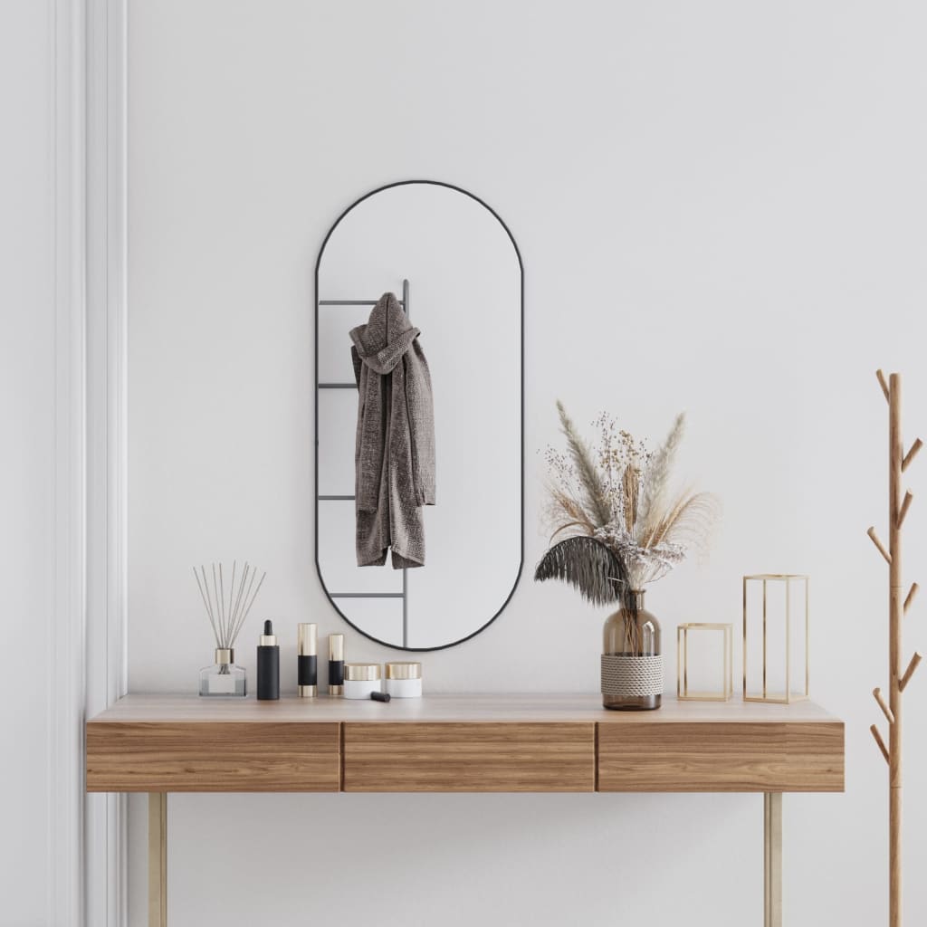 Wall Mirror Black 100x45cm Oval
