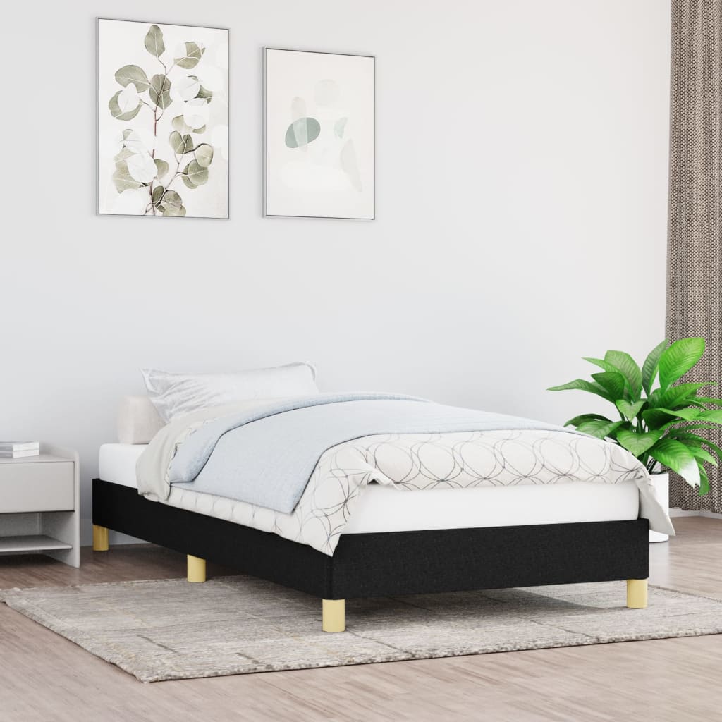 Bed Frame Black 90x190 cm 3FT Single Fabric