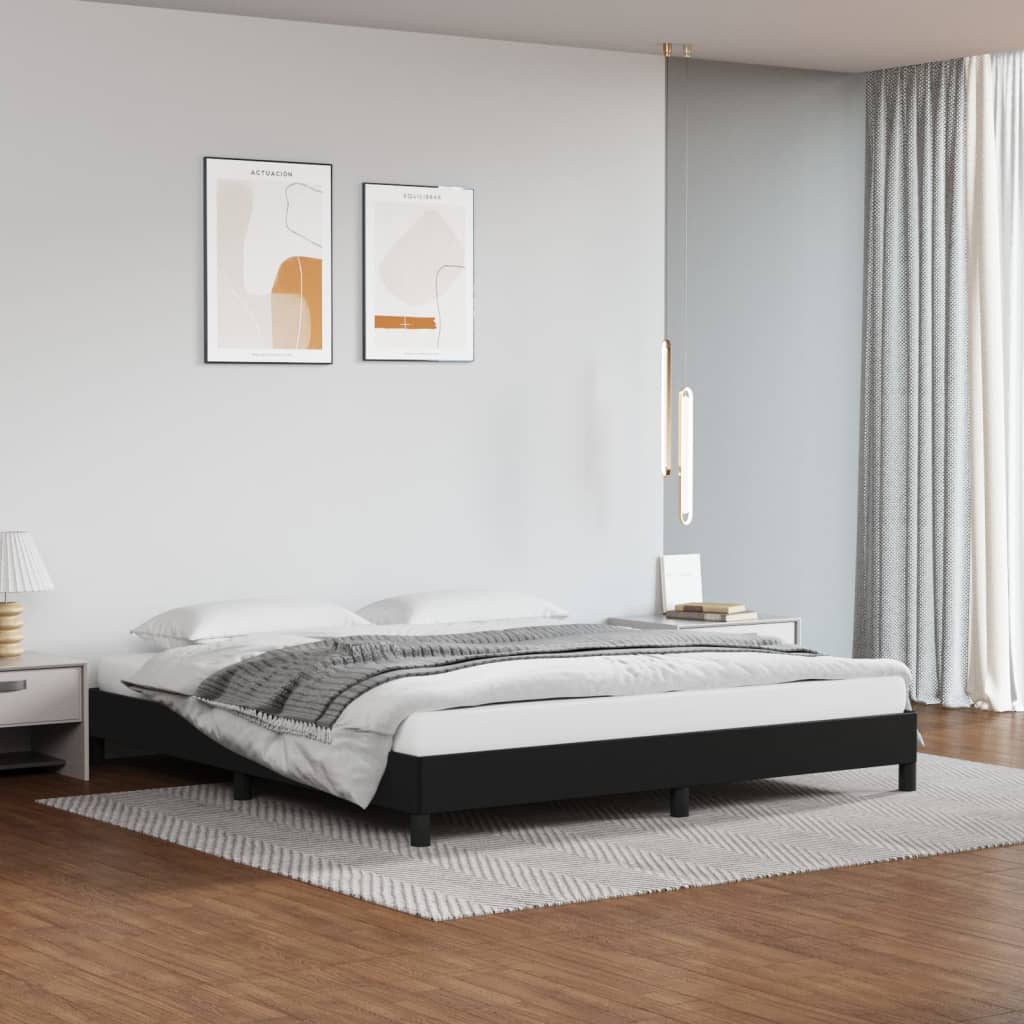 Bed Frame Black 180x200 cm 6FT Super King Faux Leather