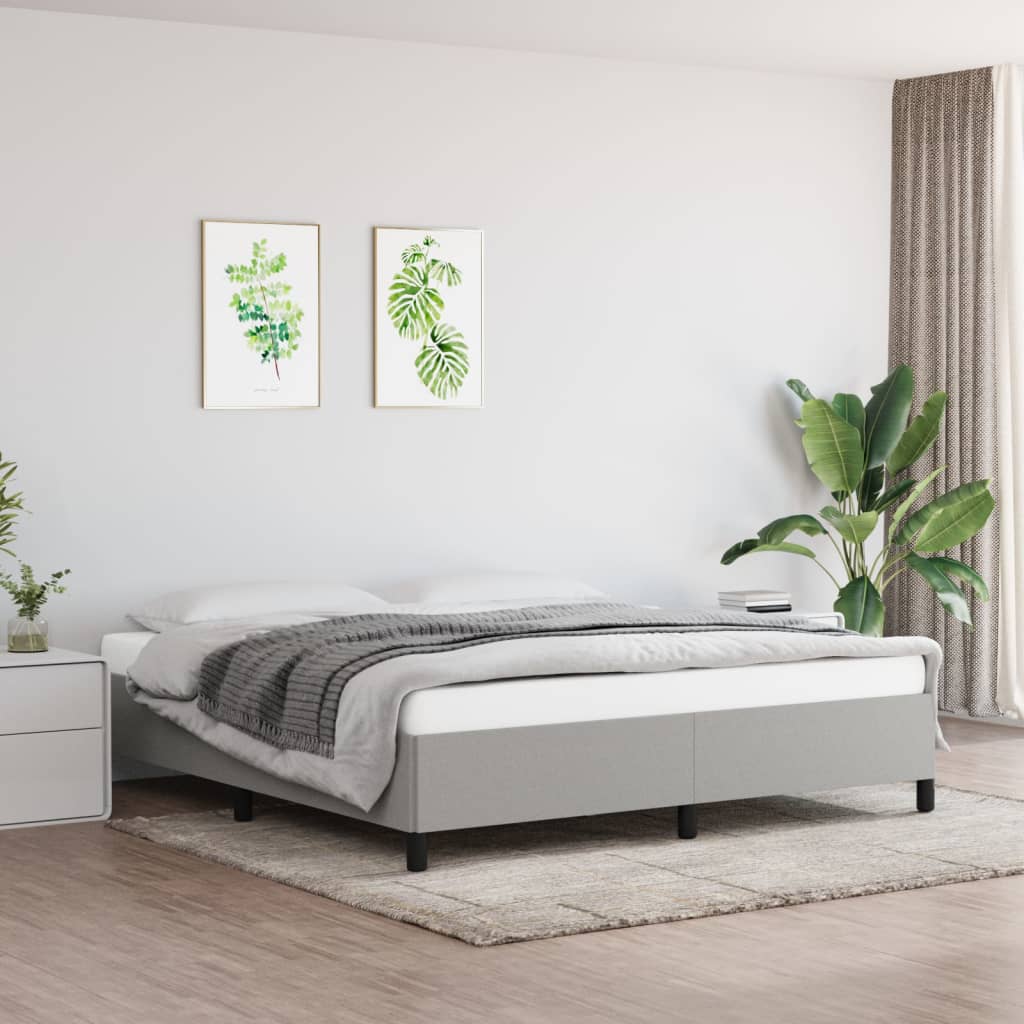 Bed Frame Light Grey 180x200 cm Super King Fabric