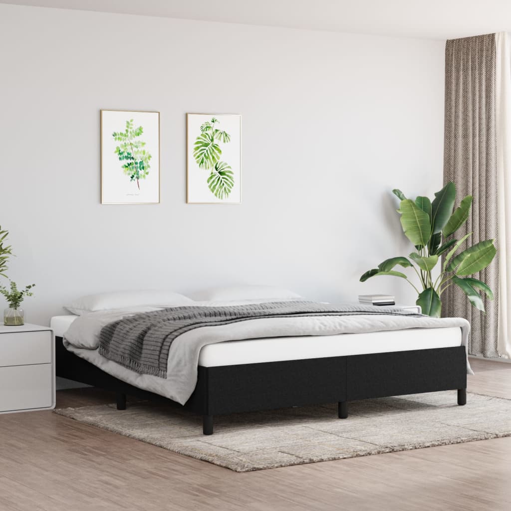 Bed Frame Black 180x200 cm Super King Fabric