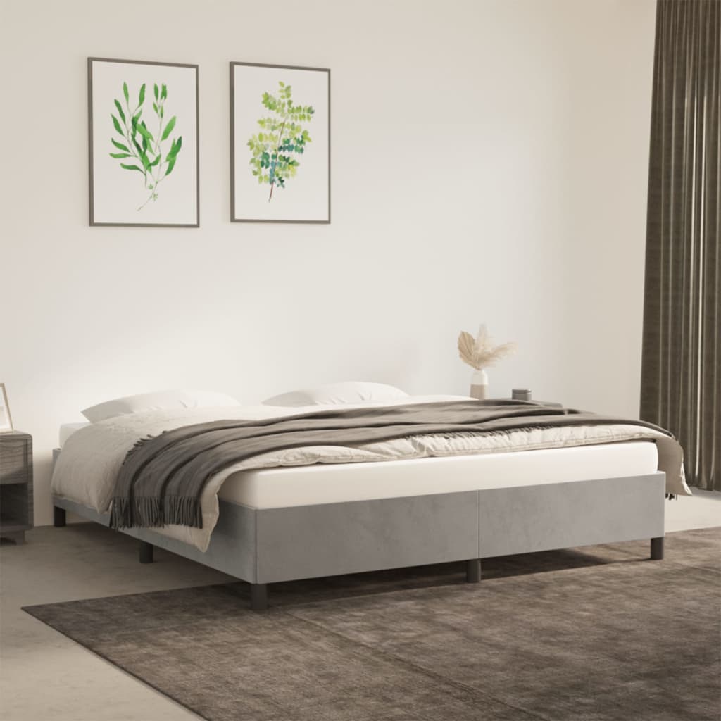 Bed Frame Light Grey 180x200cm 6FT Super King Velvet