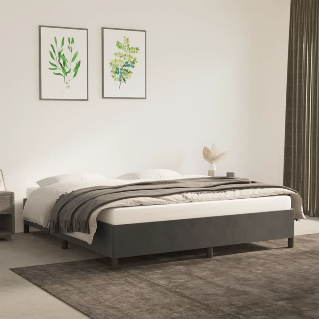 Bed Frame Dark Grey 180x200cm 6FT Super King Velvet