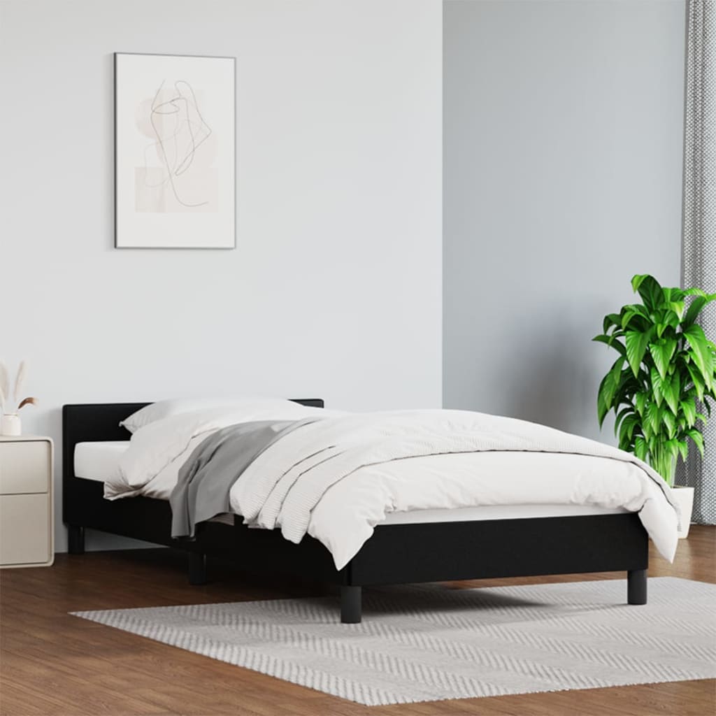 Bed Frame with Headboard Black 90x190cm Single Faux Leather