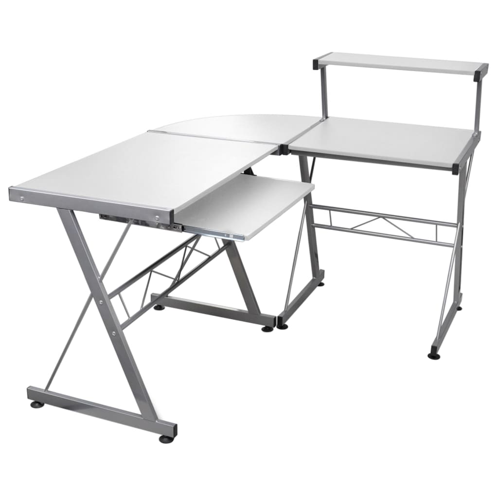 Corner Computer Desk White 132x112x99 cm Engineered Wood