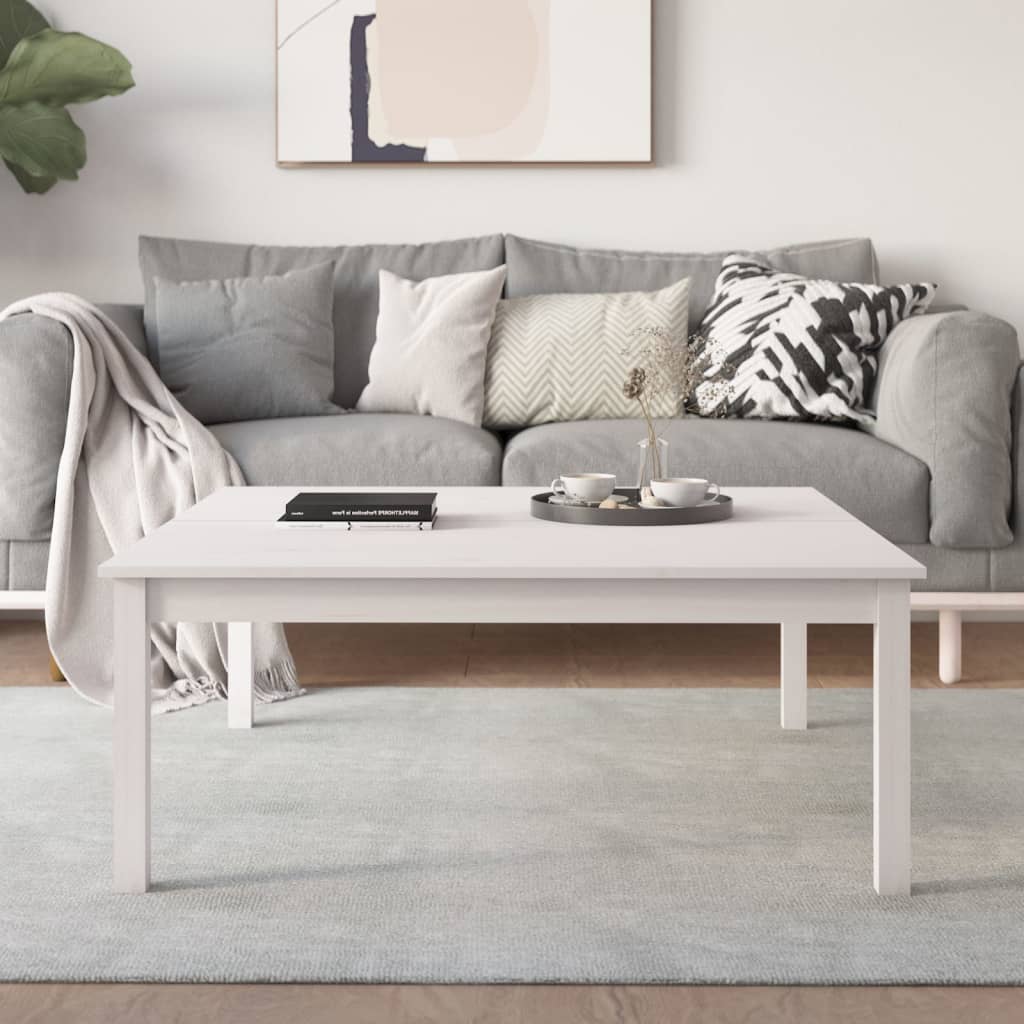 Coffee Table White 100x100x40 cm Solid Wood Pine