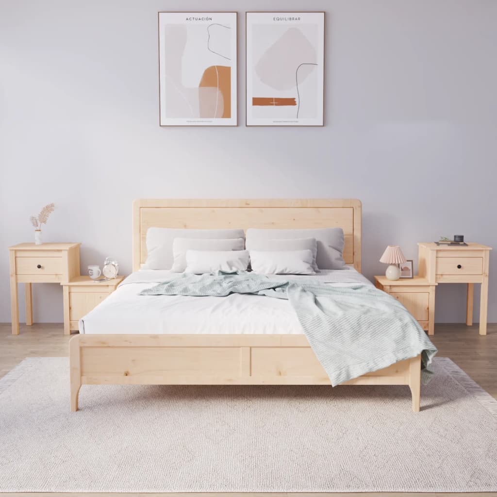 Bedside Table - ABBOTSFORD 2 Piece Nightstand Natural 79.5cm