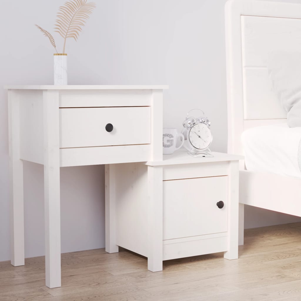 Bedside Table - ABBOTSFORD Nightstand White 79.5cm