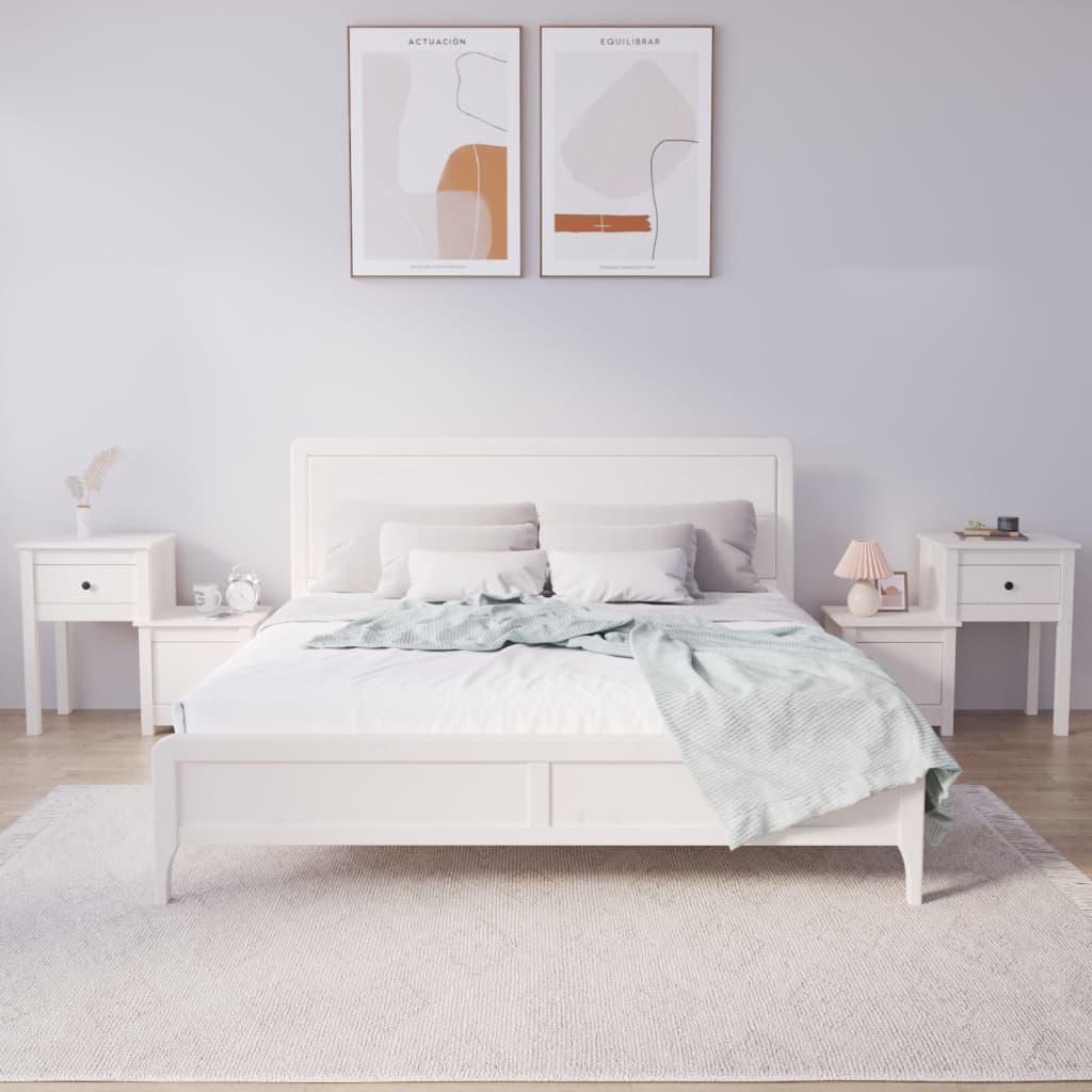 Bedside Table - ABBOTSFORD 2 Piece Nightstand White 79.5cm