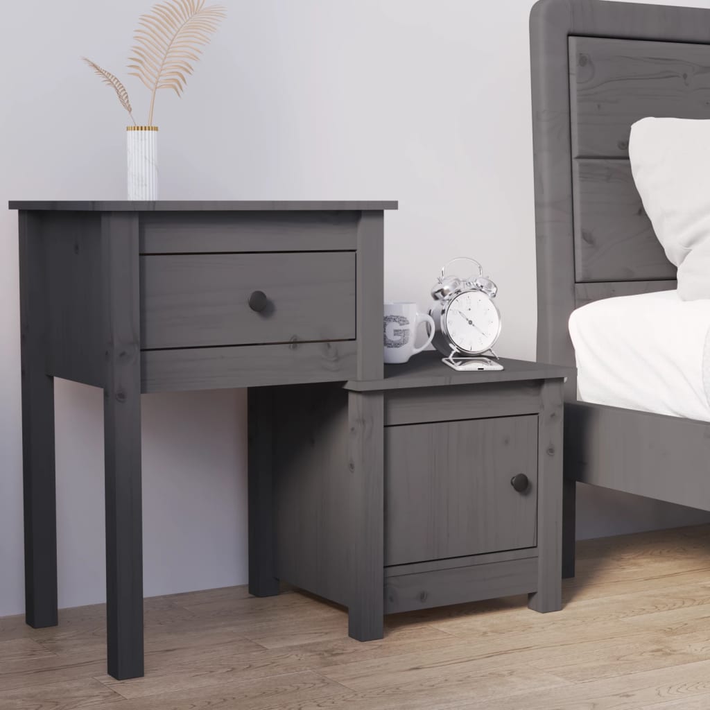Bedside Table - ABBOTSFORD Nightstand Grey 79.5cm