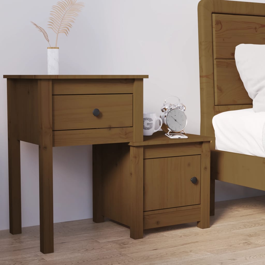 Bedside Table - ABBOTSFORD Nightstand Honey Brown 79.5cm