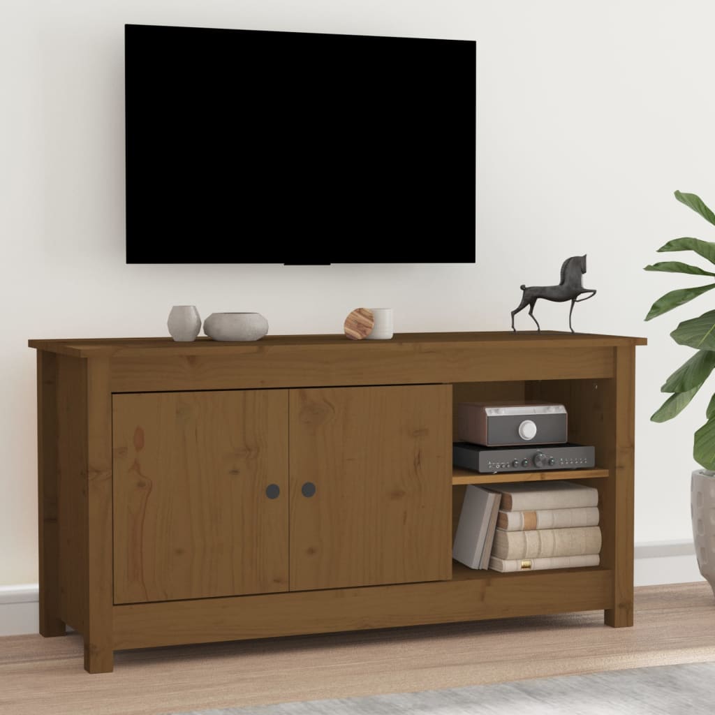 TV Cabinet Honey Brown 103x36.5x52 cm Solid Wood Pine
