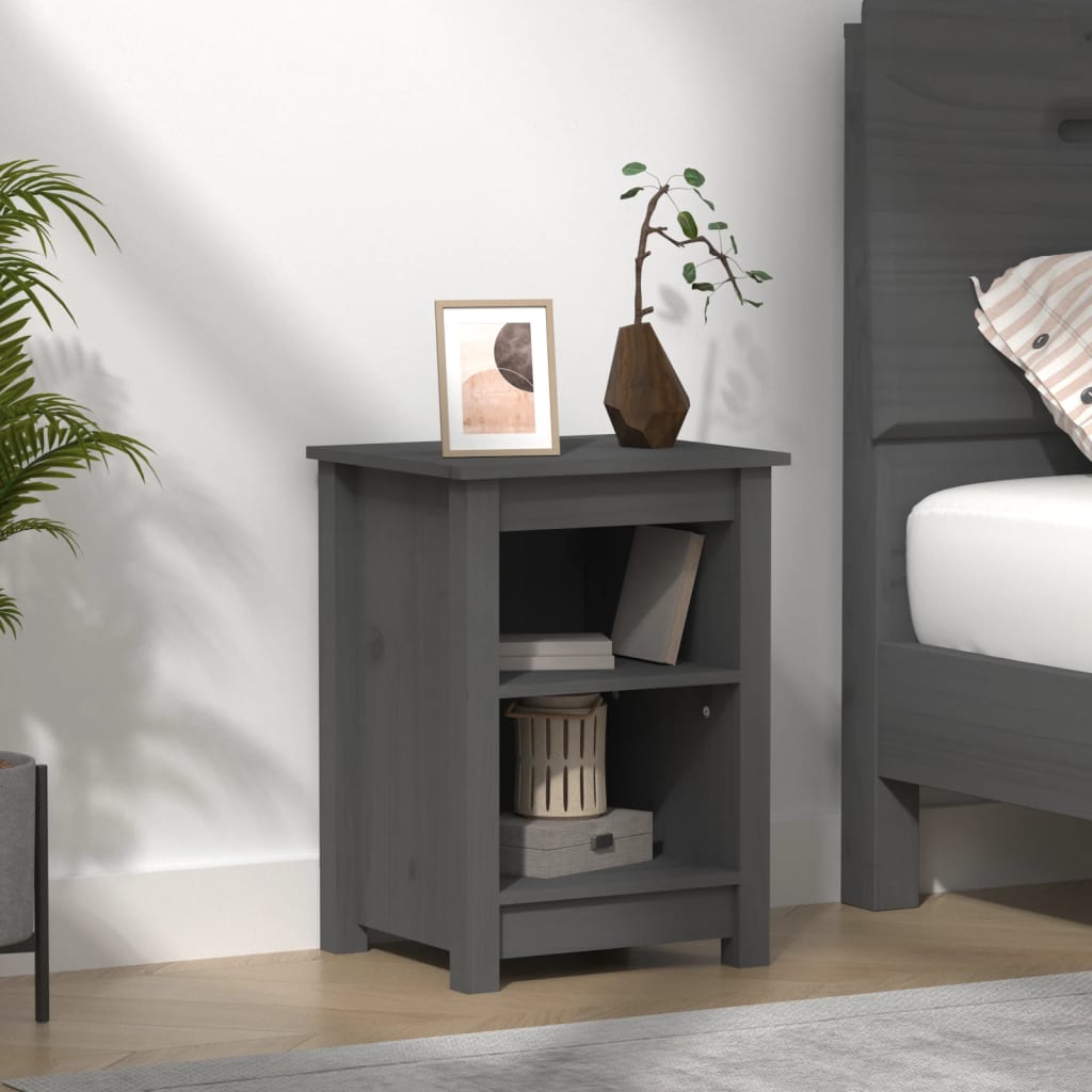 Bedside Table - ORISTANO Nightstand Grey 40cm