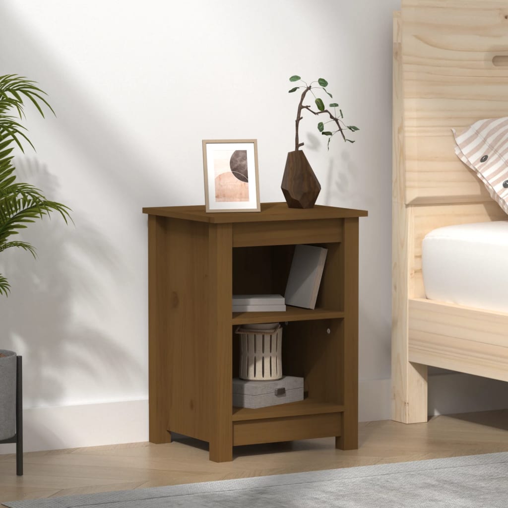 Bedside Table - ORISTANO Nightstand Honey Brown 40cm