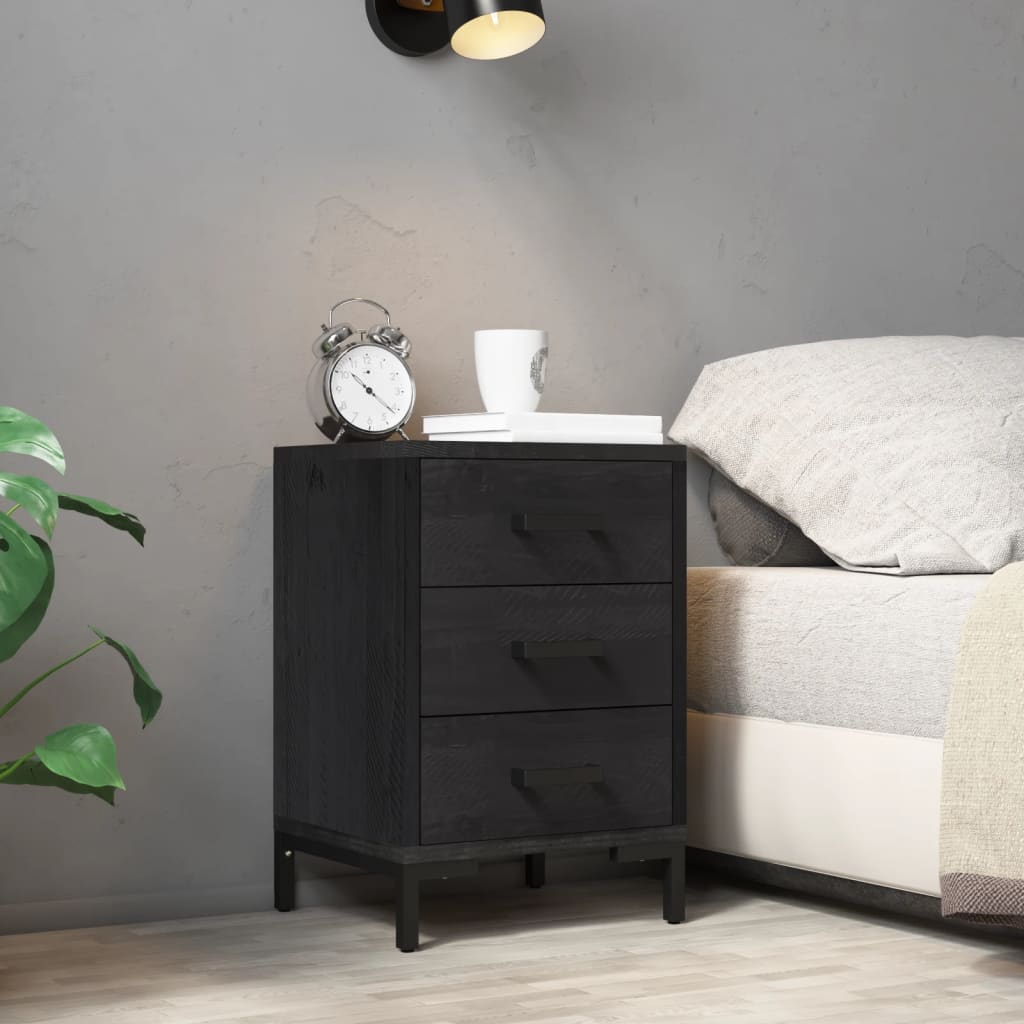 Bedside Table - KINSTON Nightstand Black 36cm