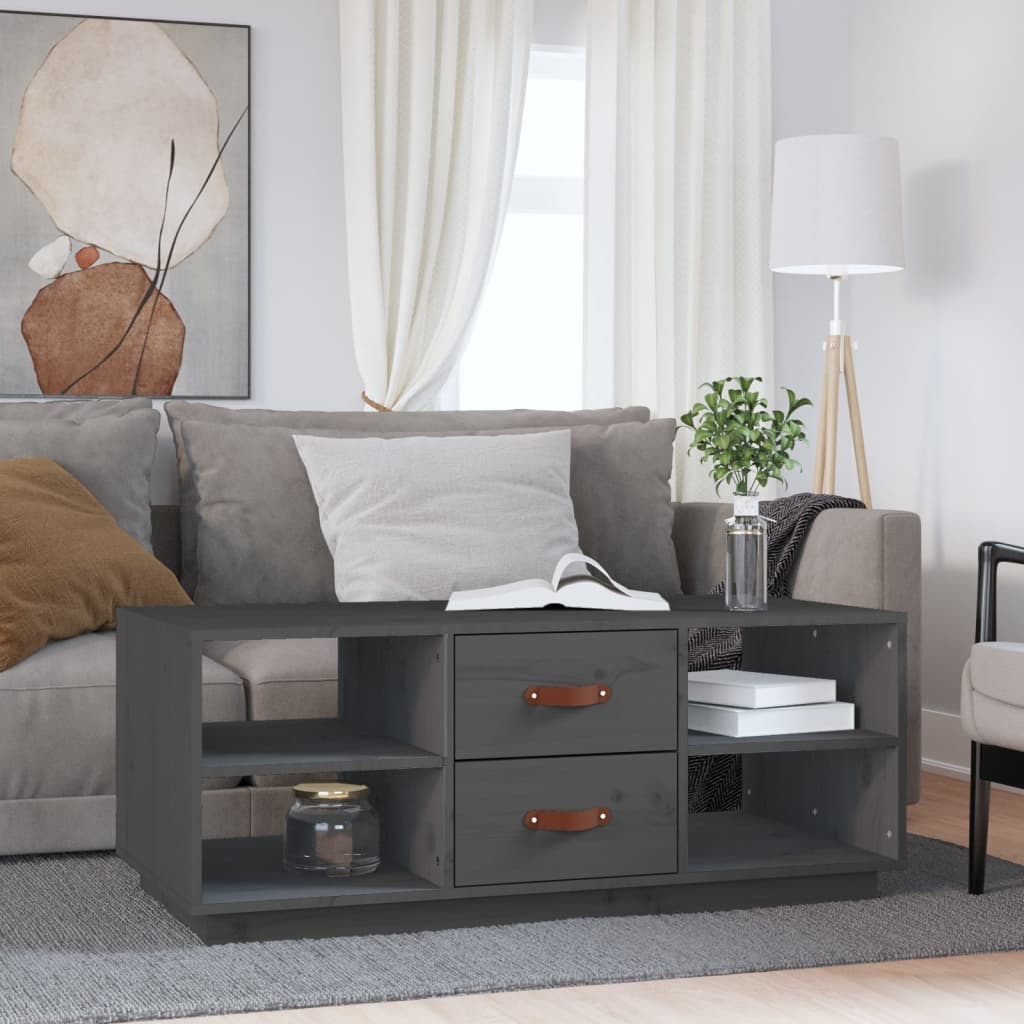 Coffee Table Grey 100x50x41 cm Solid Wood Pine