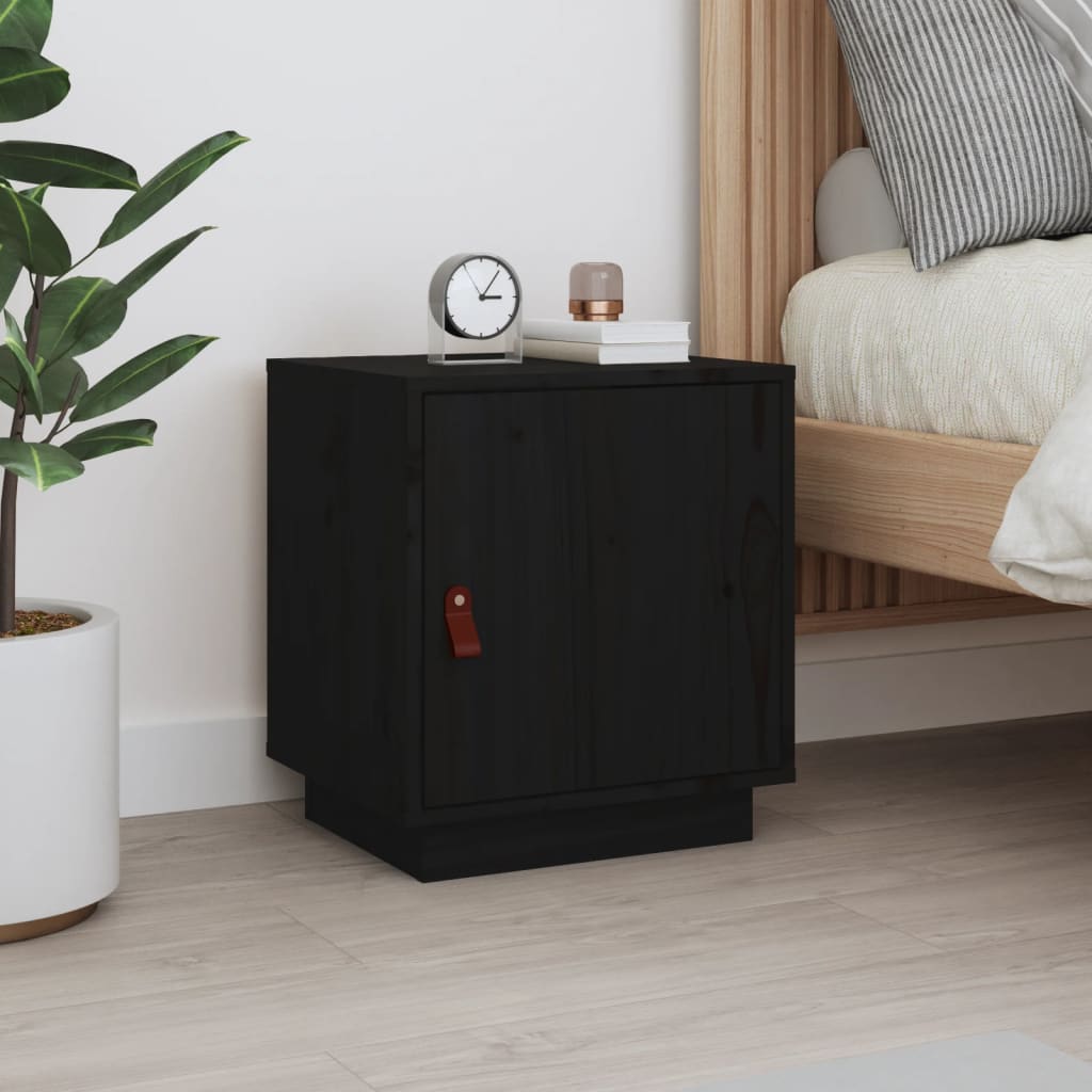 Bedside Table - SIENA Finn Nightstand Black 40cm