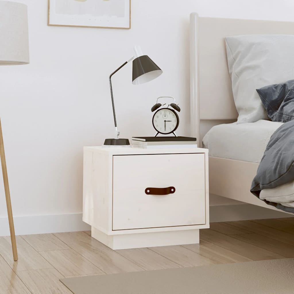 Bedside Table - SCOTT Nightstand White 40cm