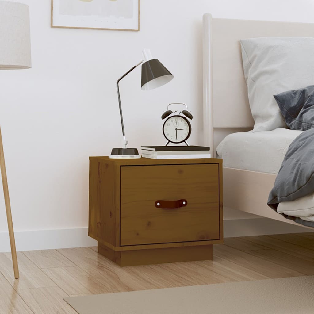 Bedside Table - SCOTT Nightstand Honey Brown 40cm